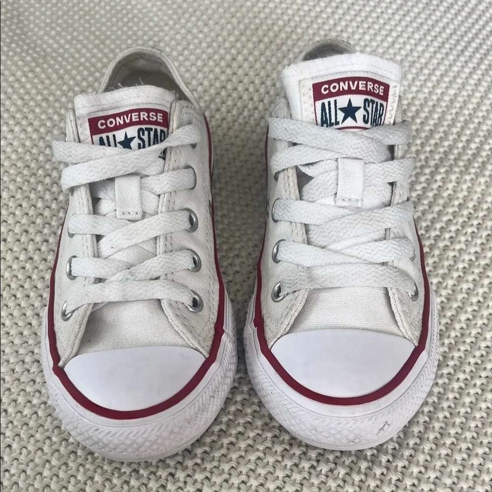 Converse Kids Chuck Taylor All Star White Red Low Top Sneakers 11 Toddler